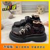 Round head platform small leather shoes women's spring and autumn 2025 new thick heel heightened British style Mary Jane Love single shoes