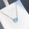 Simple High-End Atmosphere Claw Set Fireworks Cut Sea Blue Zirconium Necklace Fashion Light Luxury Diamond Collarbone Chain Women