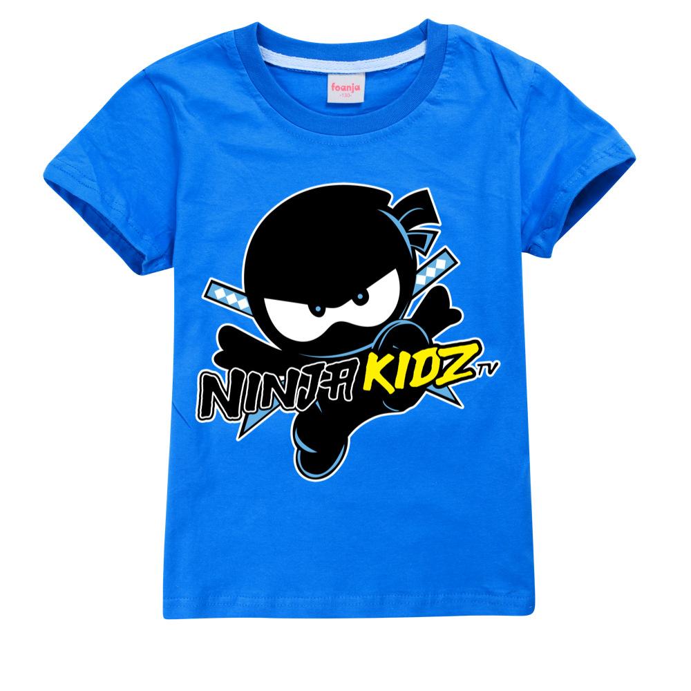 NINJA KIDZ Детская одежда Летняя Мода для мальчиков Футболка с коротким рукавом Графическая футболка для мальчиков Топы для девочек Детский пуловер 120