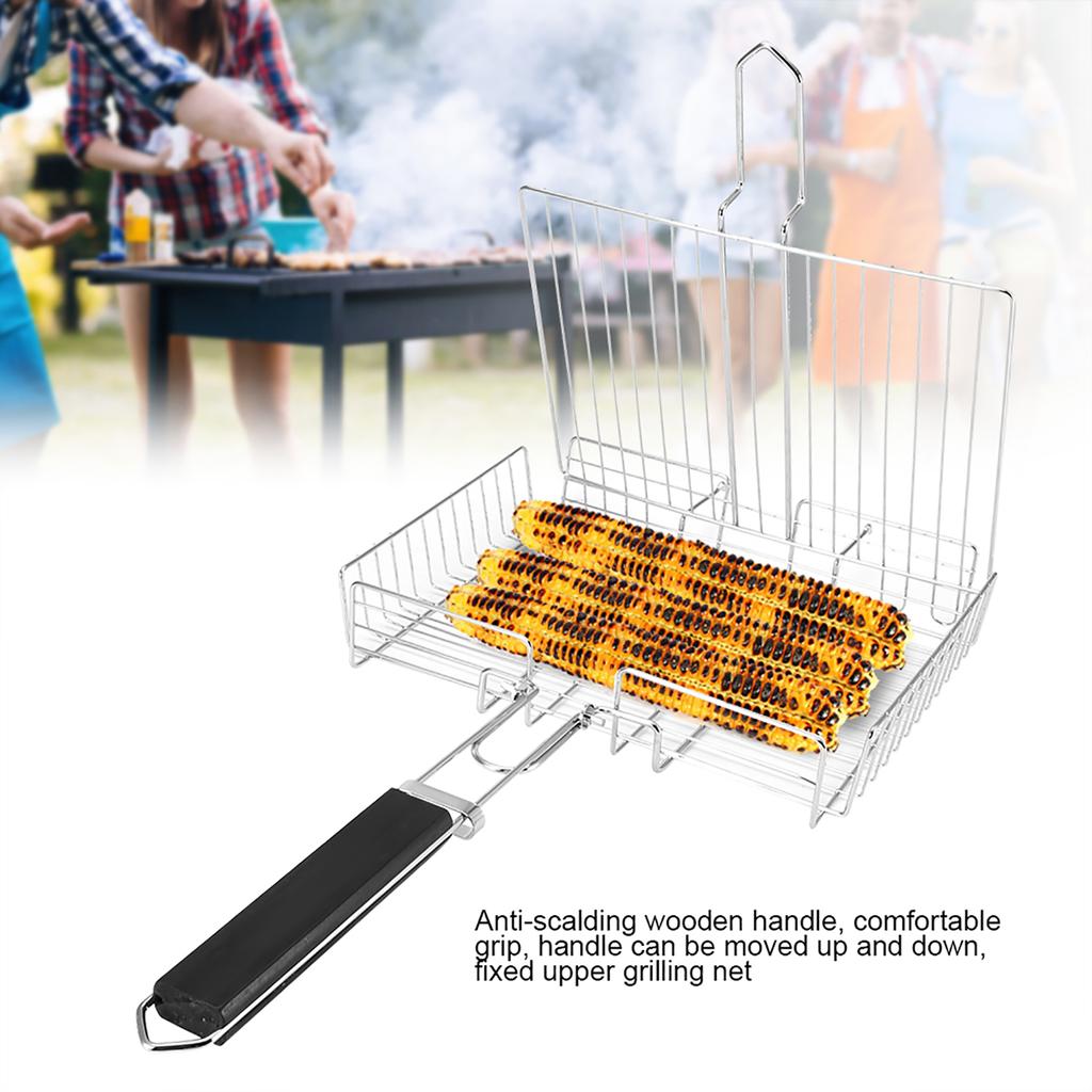 BBQ Net Square Grilled Fish Chicken Net Clip Hand Held Grill Mesh Wire Clamp