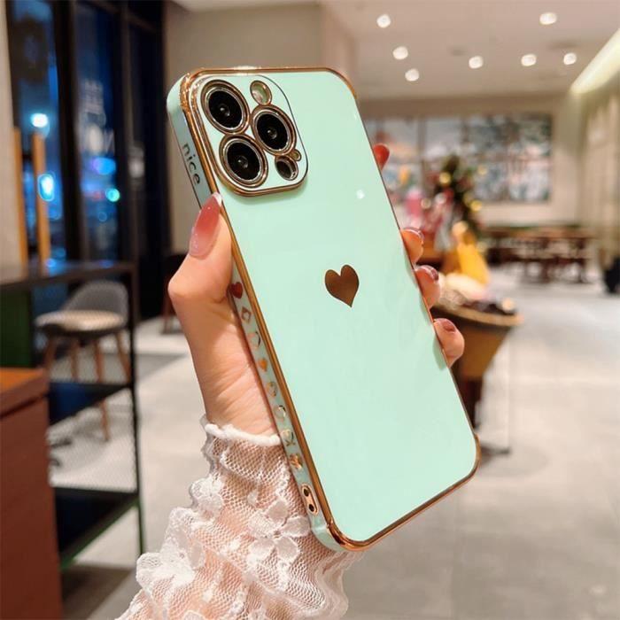 Coque de Protection - PROSHOP - iPhone 13 - Turquoise - Souple - Motif Coeur