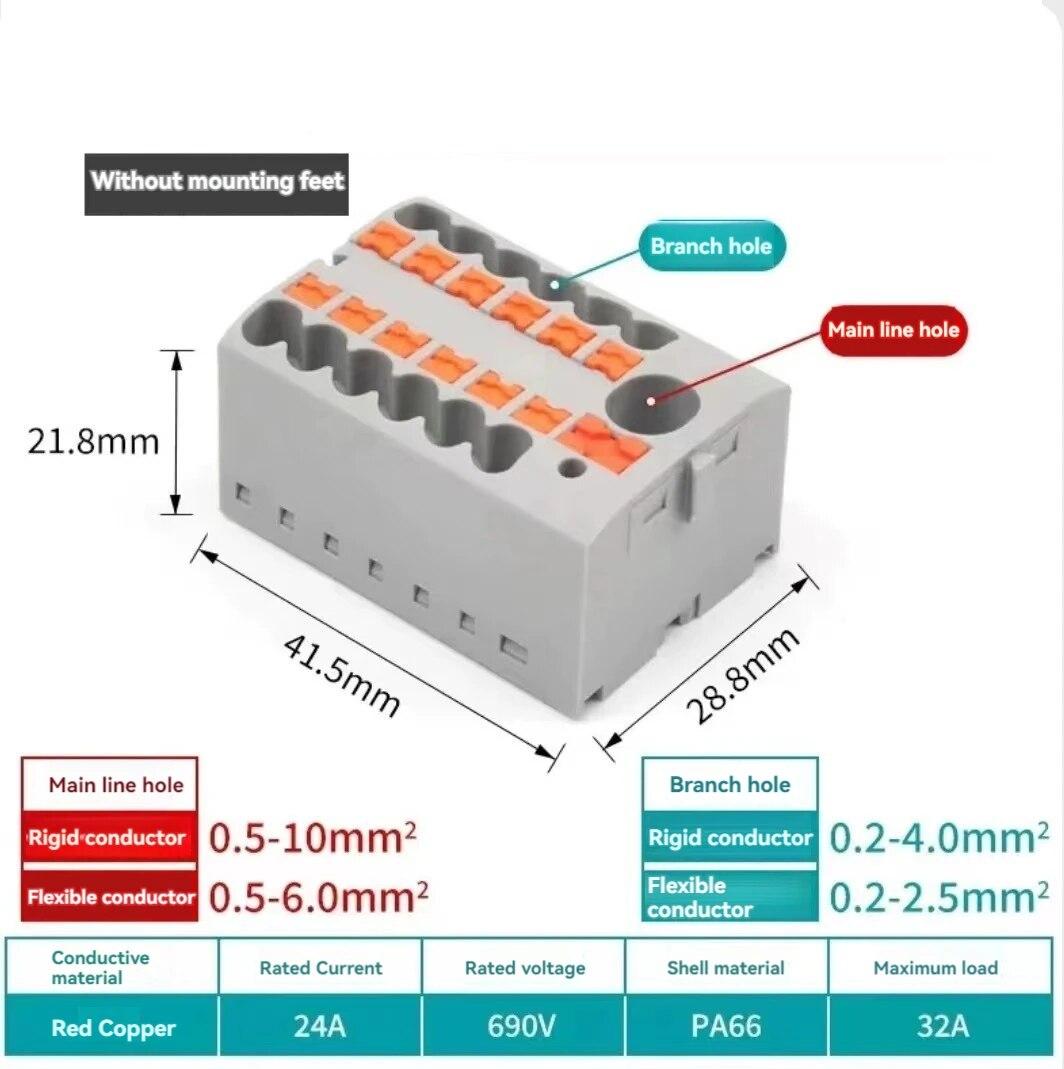 

Розгалужувач роз’ємної клемної колодки 2,5 мм Клемна колодка швидкого роз’єднання Один вхід 12 виходів 18 виходів Роз’ємна клемна колодка KV225