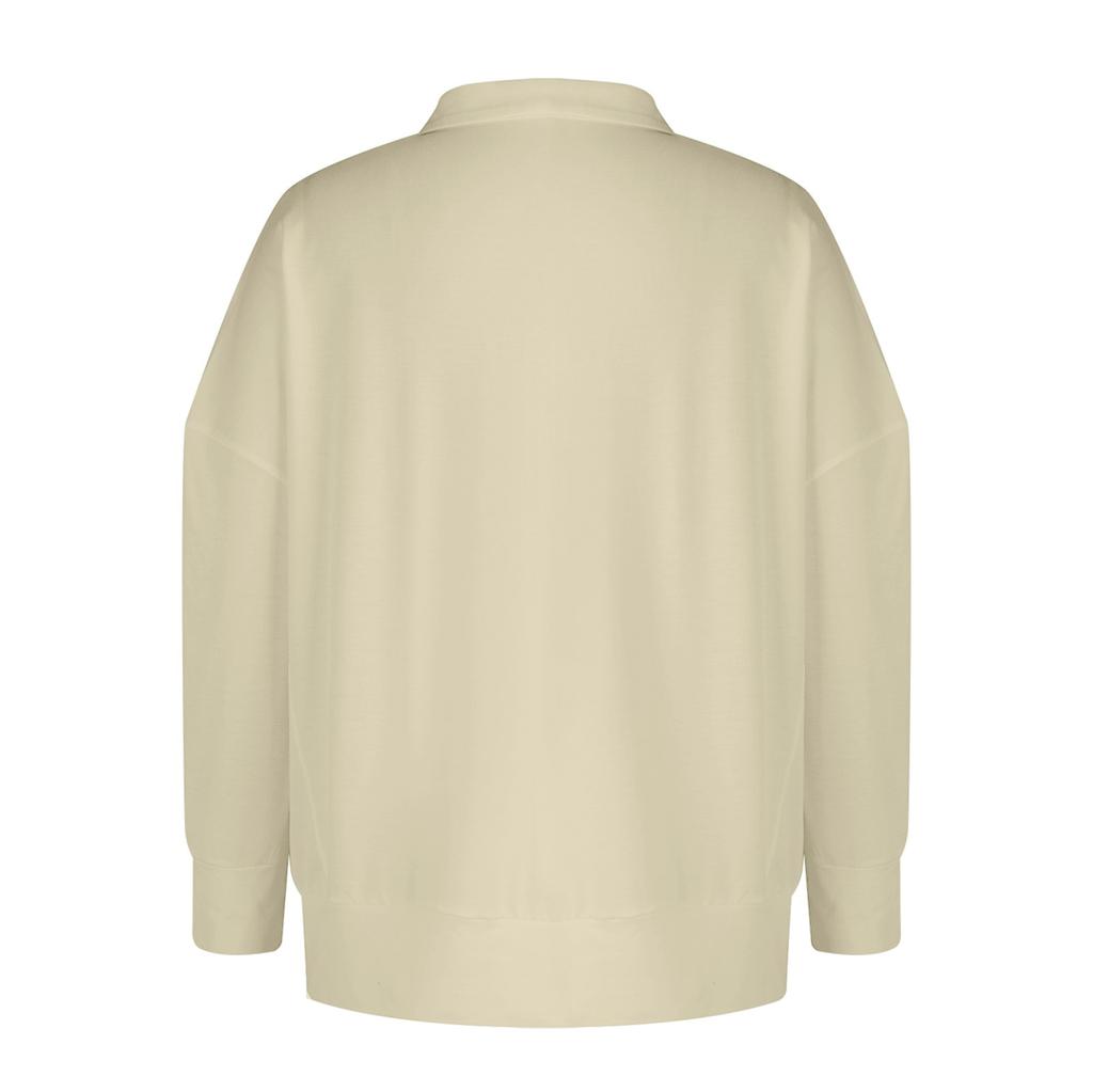 Women's Casual OversizedHalf Zippered Sports Shirt Long Sleeved Color With Pocket Pullover Top
