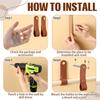 6 Pcs Leather Curtain Rod Holders PU Leather Curtain Rod Bracket Mounted Loop Straps with Screws and Plastic Wall Plugs, Boho Pole Hanger Hook for