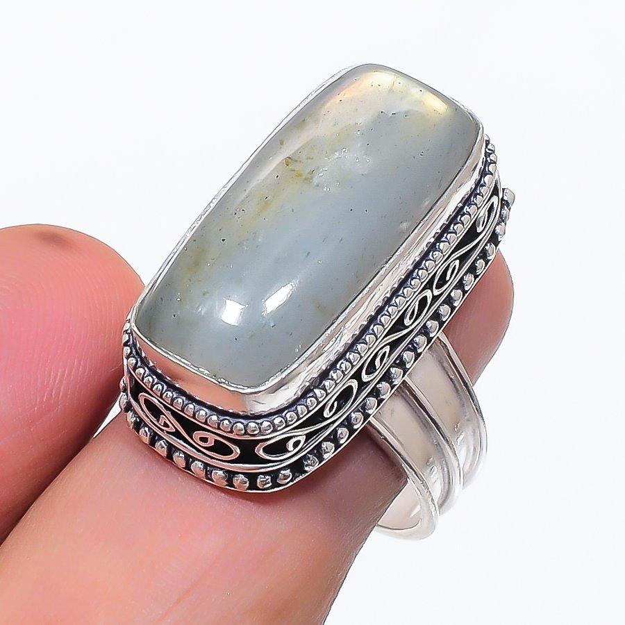 

Natural Labradorite Gemstone 925 Sterling Silver Jewelry Ring Size 9 e2g32