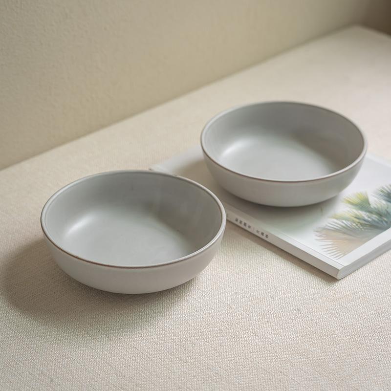 Simple Matte Ceramic Bowl Fruit Salad Bowl Household Creative With Soup Vegetable Bowl Solid Color Large Bowl Breakfast Noodle Bowl