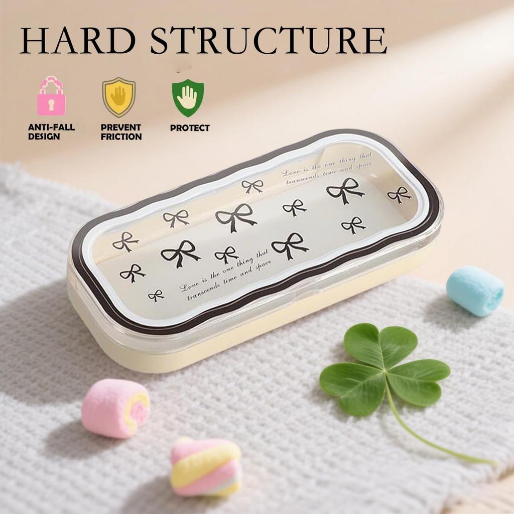 Minimalist Floral Bow Wavy Eyeglass Case,Creative Personalized Glasses Storage Box, Butterfly Kitty Eyewear Holder For Students