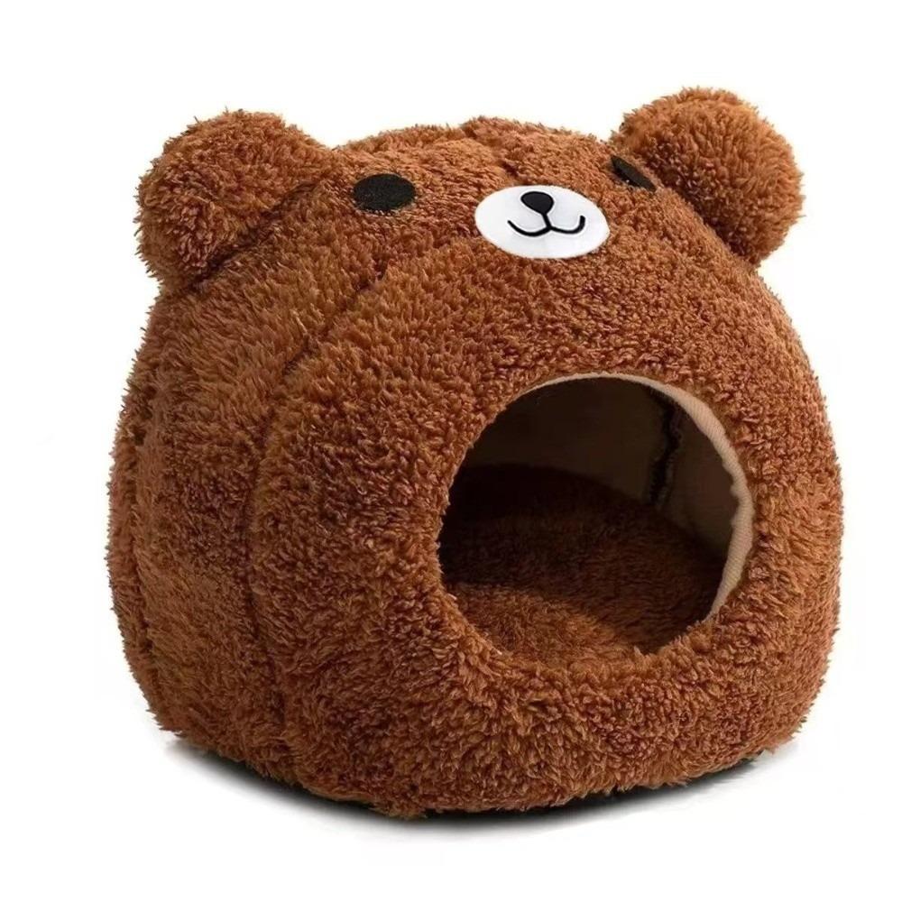 Cute Cartoon Hamster Warm Nest Semi-enclosed Bear Shape Guinea Pig House Soft Hamster Cotton Nest for Small Animal