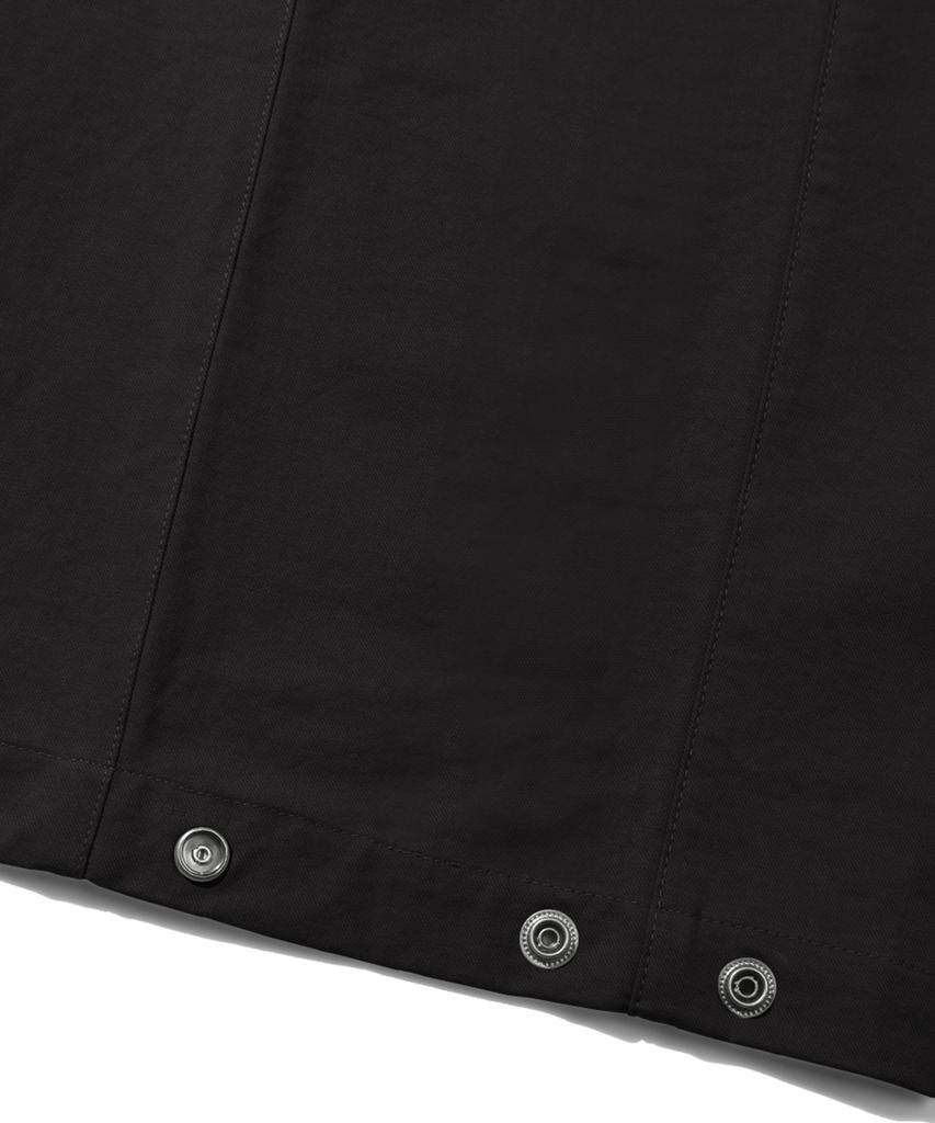 TRILLION Side Tuck Snap Button Wide Cotton Pants (Black)