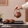 Flowering Zisha Purple Clay Teapot & Cups Tea Set