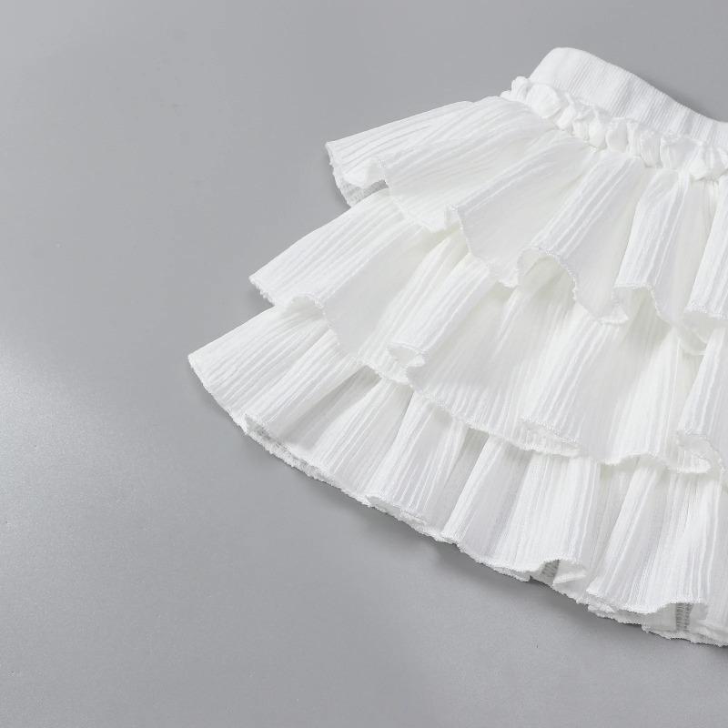 School Girls Dance Layered Tutu Skirt Elastic Waist Pleated Skirt Kids Performance Daily Wear Casual Party Outfit Ruffle Skirts