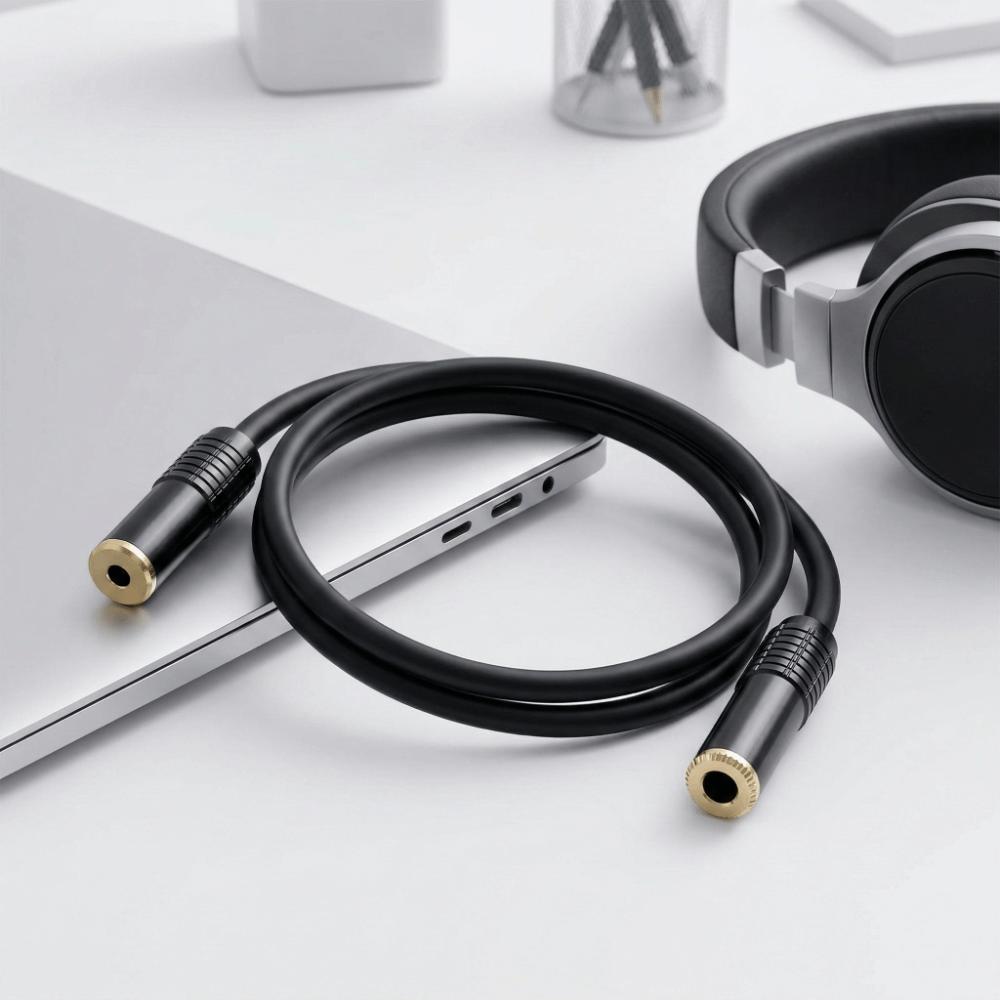 Professional Stereo Sound Cable 6.35mm 1/4in Female To 3.5mm 1/8in Female  Tablet Connection