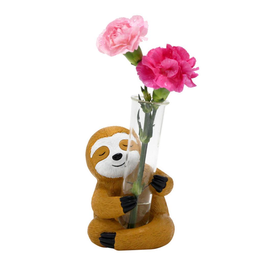 Vaso da Fiori in Provetta Pigro Decorazione Vaso in Resina Innovativo Animale Cartone Animato Decorazioni per la Casa Artigianato