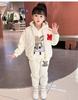 2025 Girls' Autumn/Winter Hoodie Set: Fleece-Lined Vest & Thickened Small Fragrance Style for Medium/Large Children