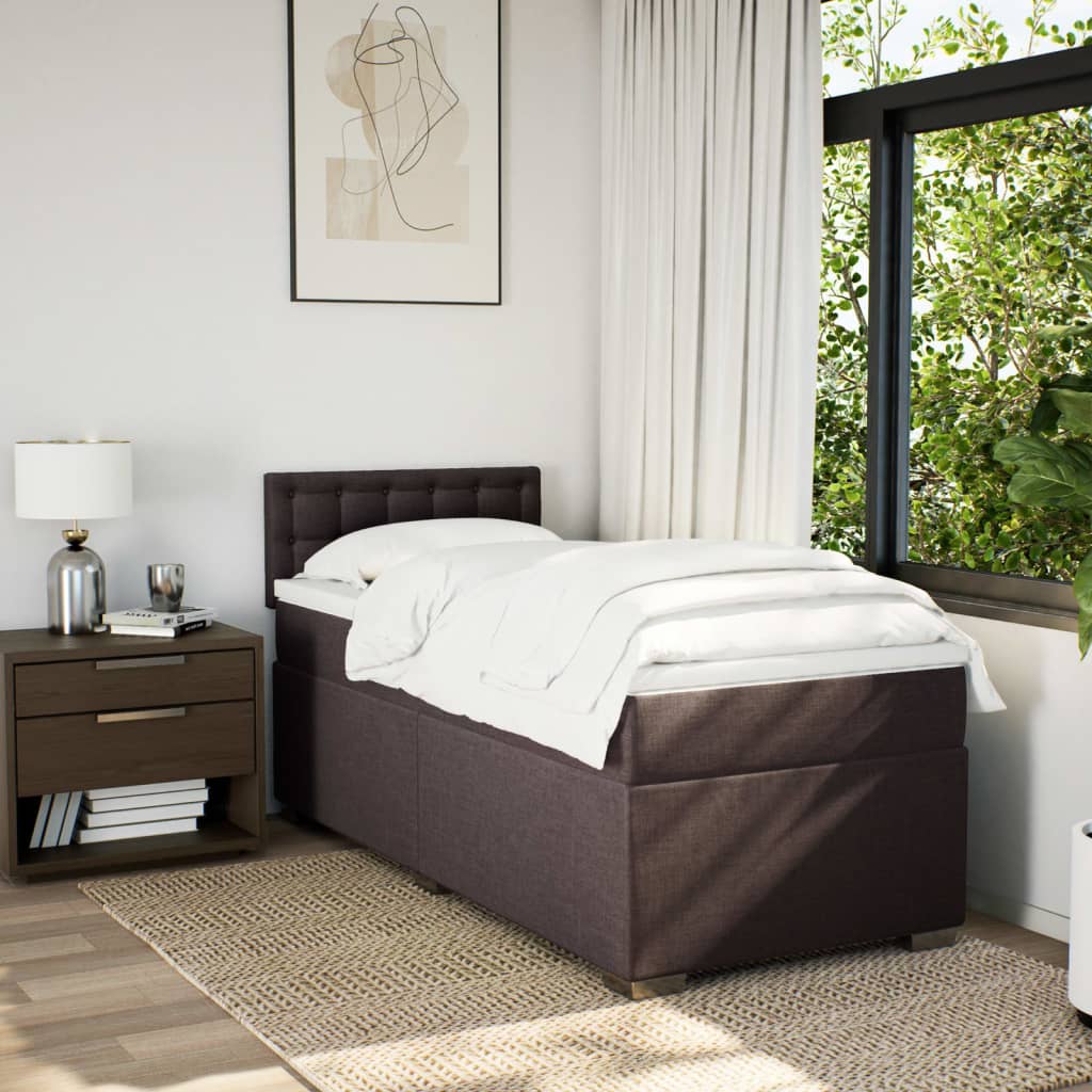 Vidaxl Letto Continentale Con Materasso, Marrone, Tessuto, 100X200 Cm