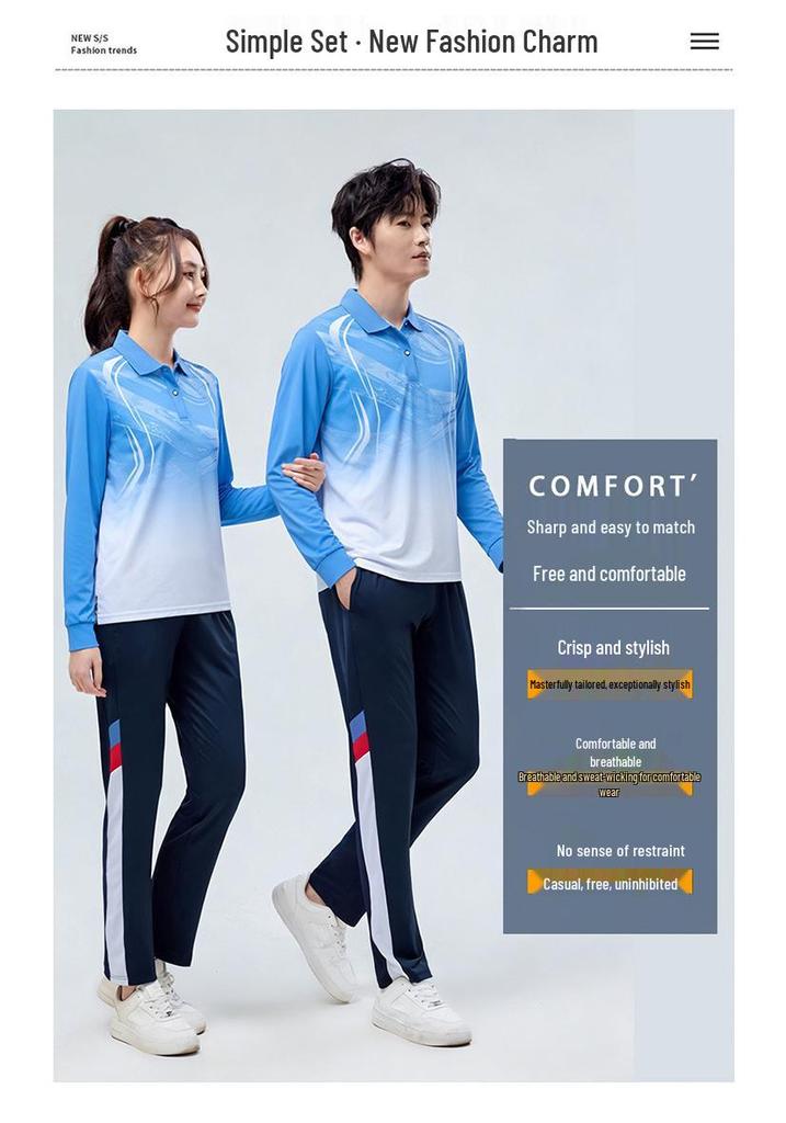 Unisex Long Sleeve Polo Sports Set - Spring/Autumn Team Uniform