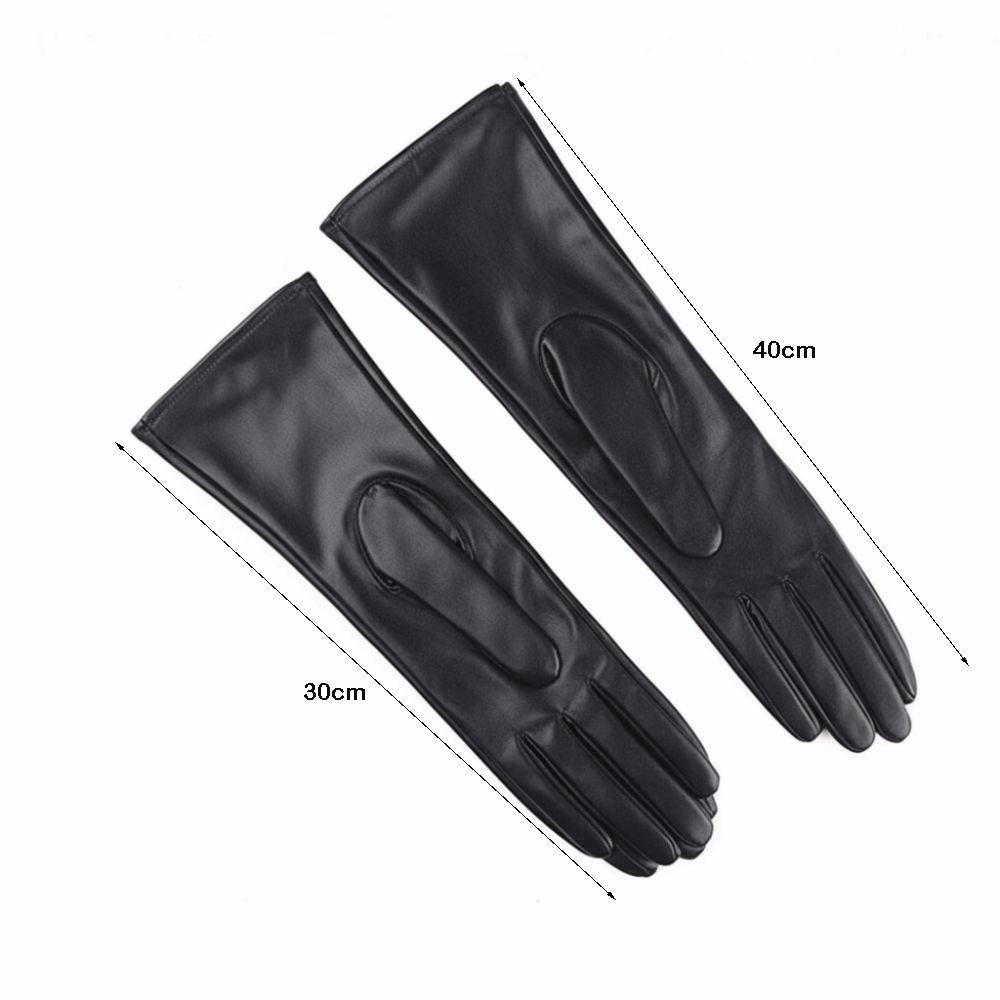 1 Pair Solid Color PU Leather Gloves Extra Long Stage Performance Gloves Driving Gloves  for Women