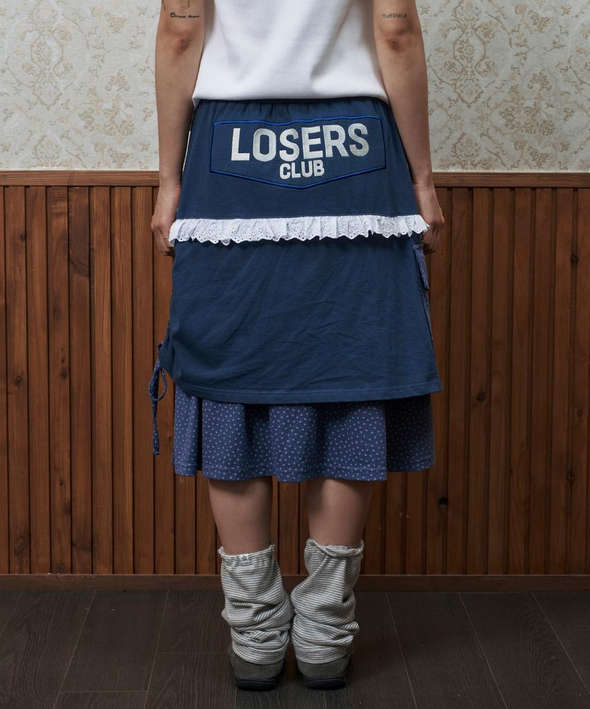 Lujeoseukeulleob [Jamaehwa] Star Layered Shirring Skirt Navy