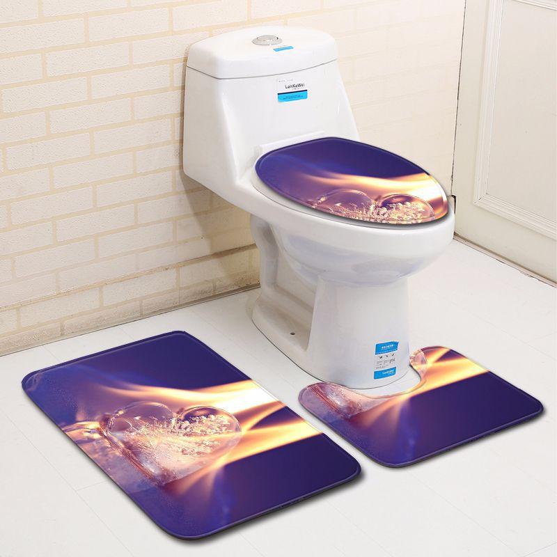 3D Heart-Shaped Bathroom Toilet Three-Piece Floor Mat Doormat Bathroom Carpet