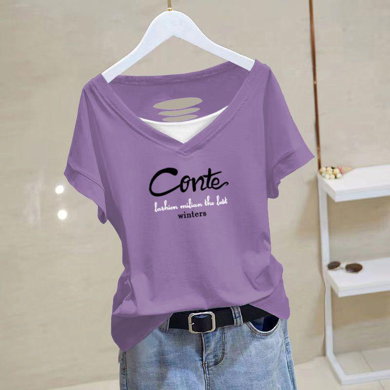 

Korean Style Women s Cotton Short Sleeve T-Shirt - Versatile, Loose Fit, Slimming, Trendy for Summer 2025 M [Recommended for 35-45 kg]
