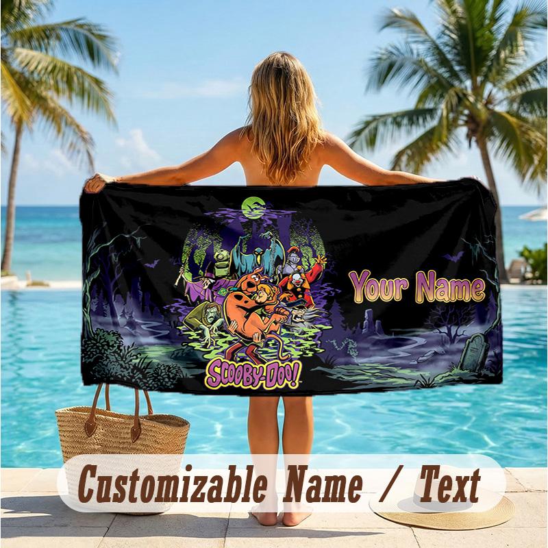 Custom Text Beach Towel, Soft Absorbent Swimming Multi-use TowelScooby-Doo
