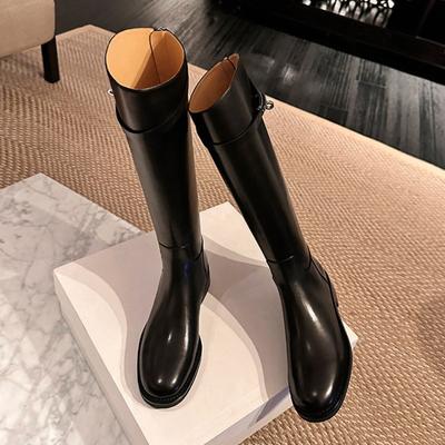 Anti-slip, Waterproof Buckle Strap, Thick-heeled High Boots, Women's Boots, Long Boots, Women's Shoes