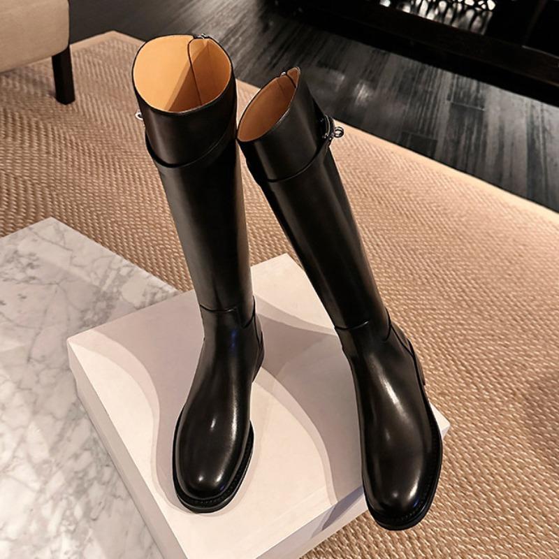 Anti-slip, Waterproof Buckle Strap, Thick-heeled High Boots, Women's Boots, Long Boots, Women's Shoes