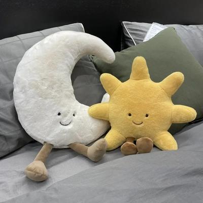 Sonne Mond Lächelndes Gesicht Kissen Puppe Schlafzimmer Sofa Kissen Katze Hund Interaktives Plüschtier Haustier Feiertagsgeschenk