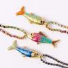 Colorful Adjustable Rope Chain Necklace Stainless Steel Oceanics Fish Charm Sturdy Jewelry Gift
