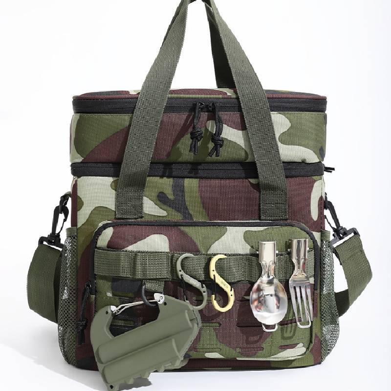 Bolsa nevera de tela Oxford con camuflaje y aislamiento impermeable para camping al aire libre y picnic
