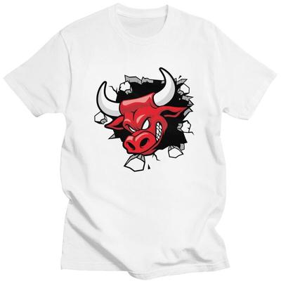 Custom Trendy Red Angry Bull T Shirt Men Short Sleeves Pure Cotton Tshirt Angry Bull Tees Fashion Tshirts