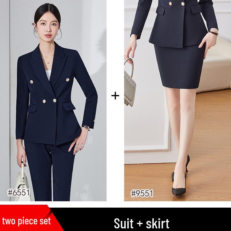 Women's Professional 2025 High-End Blazer Pant Suit Set for Workplace Interviews - Spring Collection