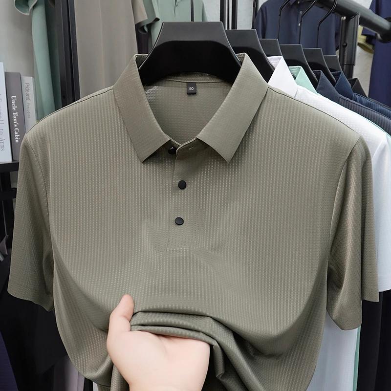2026 New Men's Honeycomb Mesh Polo Shirt Wrinkle Resistant Quick Dry Fabric Short Sleeve For Office