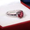 Roter Rubin Oval Eiform Edelstein Sterling 925 Silber Eheringe für Damen Braut Feiner Schmuck Verlobung Ring Zubehör
