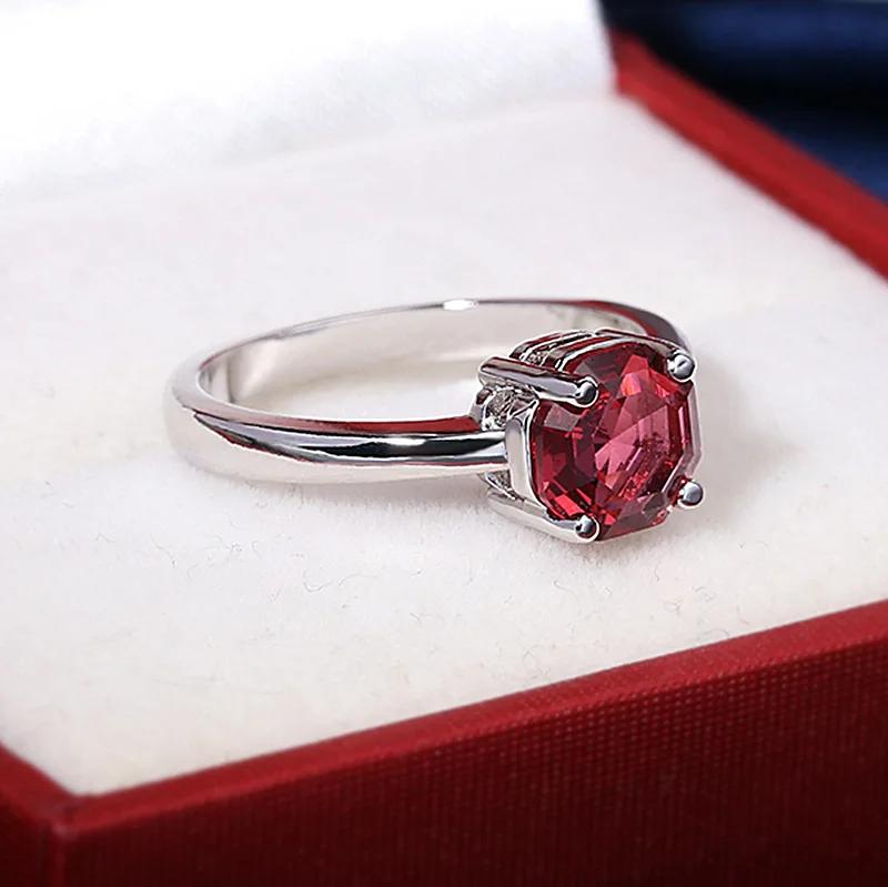 Roter Rubin Oval Eiform Edelstein Sterling 925 Silber Eheringe für Damen Braut Feiner Schmuck Verlobung Ring Zubehör