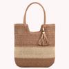 Summer Top-handle Bag Contrast Color with Tassels Beach Vacation Bags Large-Capacity Handmade Fashion Simple for Seaside Holiday