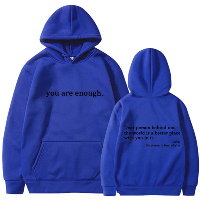 Men's and women's fleece sweater plain letter print pocket drawstring print hoodie