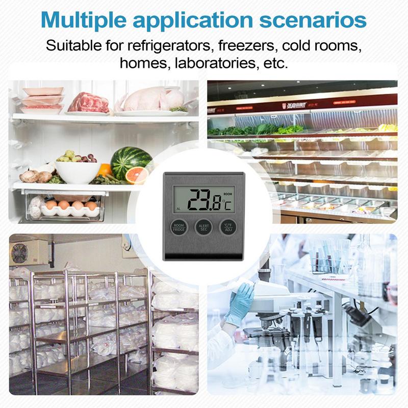 Refrigerator Temperature Gauge Small Fridge Temperature Gauge LCD Display Freezer Temperature Alarm Refrigerator Temperature