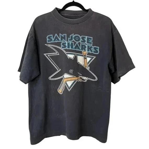 T-shirt San Jose Sharks 1991 Colore Nero Maglietta Replica Abbigliamento Uomo