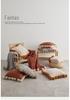 Ruijing Four Seasons Nordic Pom-Pom Chenille Knit Blanket & Cushion Set