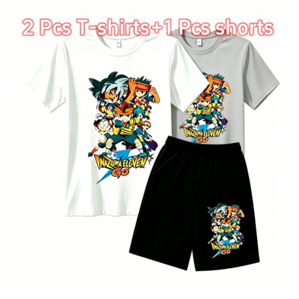 Fashion Anime Character Games Print Outdoor Street Kids T-shirt and Shorts Summer Home Casual Outfit Boy and Girl's Sports Set