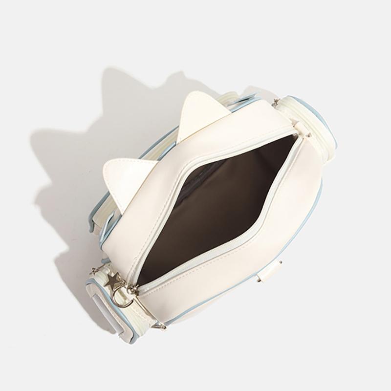 Y2K Ita Bag Cat Pu Backpack – Foldable, Adjustable Strap, Secure Zipper, Preppy Style Cute Schoolbag