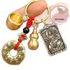 Zodiac Guardian Brass Gourd & Rosary Keychain Pendant for Wealth and Blessings