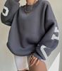 Dames Y2K Grunge losse trui Sweatshirts Letter Print Casual verdikte lange mouwen Tops Herfst hoodie streetwear