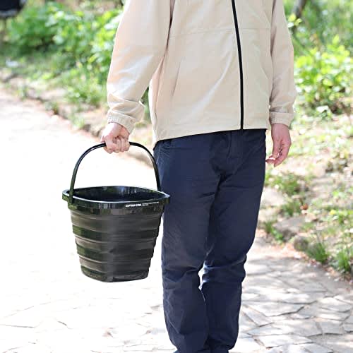 Captain Stag (CAPTAIN STAG) Folding Bucket, Folding Soft Bucket, Compact Storage, Black, UW-1532