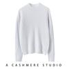 Women's Slimming Cashmere Plaid Pullover – Half-High Neck Knit Sweater