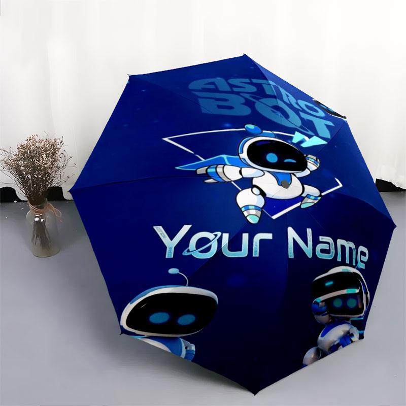 1 PC Automatic Folding Umbrella - ASTRO BOT Custom Name Pattern, Portable & Foldable Design with 8 Ribs, Christmas Birthday Gifts