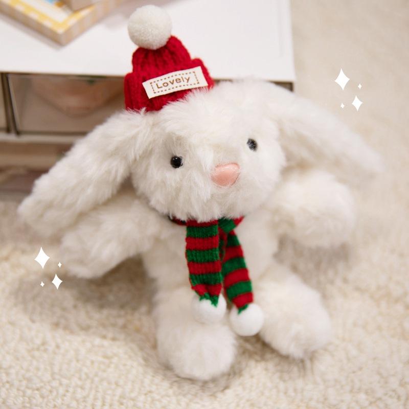 Cute New Style Undulating Rabbit Doll Pendant Scarf Rabbit Plush Toy Keychain Doll Bag Hanging Ornament Doll