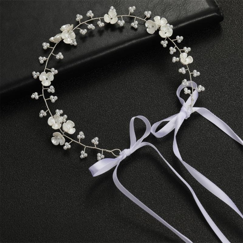Fasce per Capelli Ghirlanda Floreale con Perle Finte Regolabili per Spose Damigelle Festa di Matrimonio Accessori Capelli Bohemien