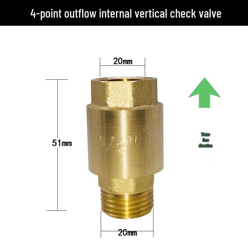 Brass Vertical Check Valve, Water Pipe Backflow Preventer, 1 Inch, Male/Female Thread, Unidirectional Valve.